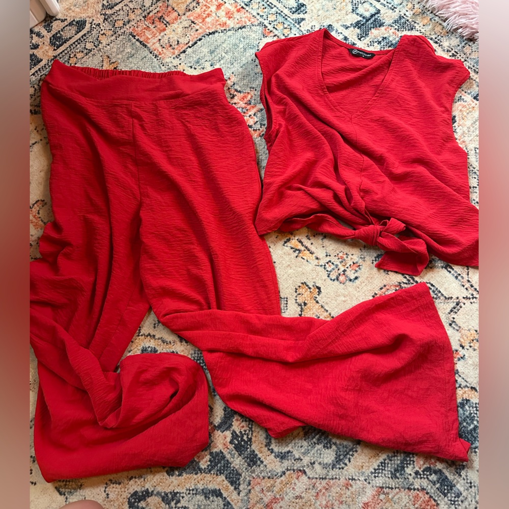 PrettyGarden Red V-Neck Top